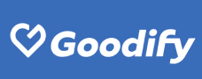 Logo Goodify: scritta bianca su sfondo azzurro