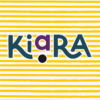 Logo "Kiara" sopra uno sfondo di righe gialle